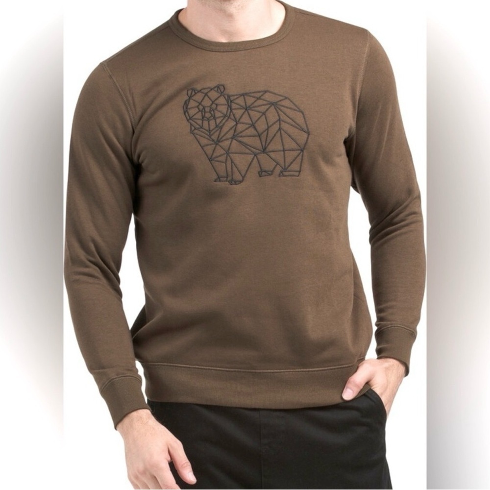 French Connection Brown Sweatshirt Grizzly Bear Embroidered Men's XL